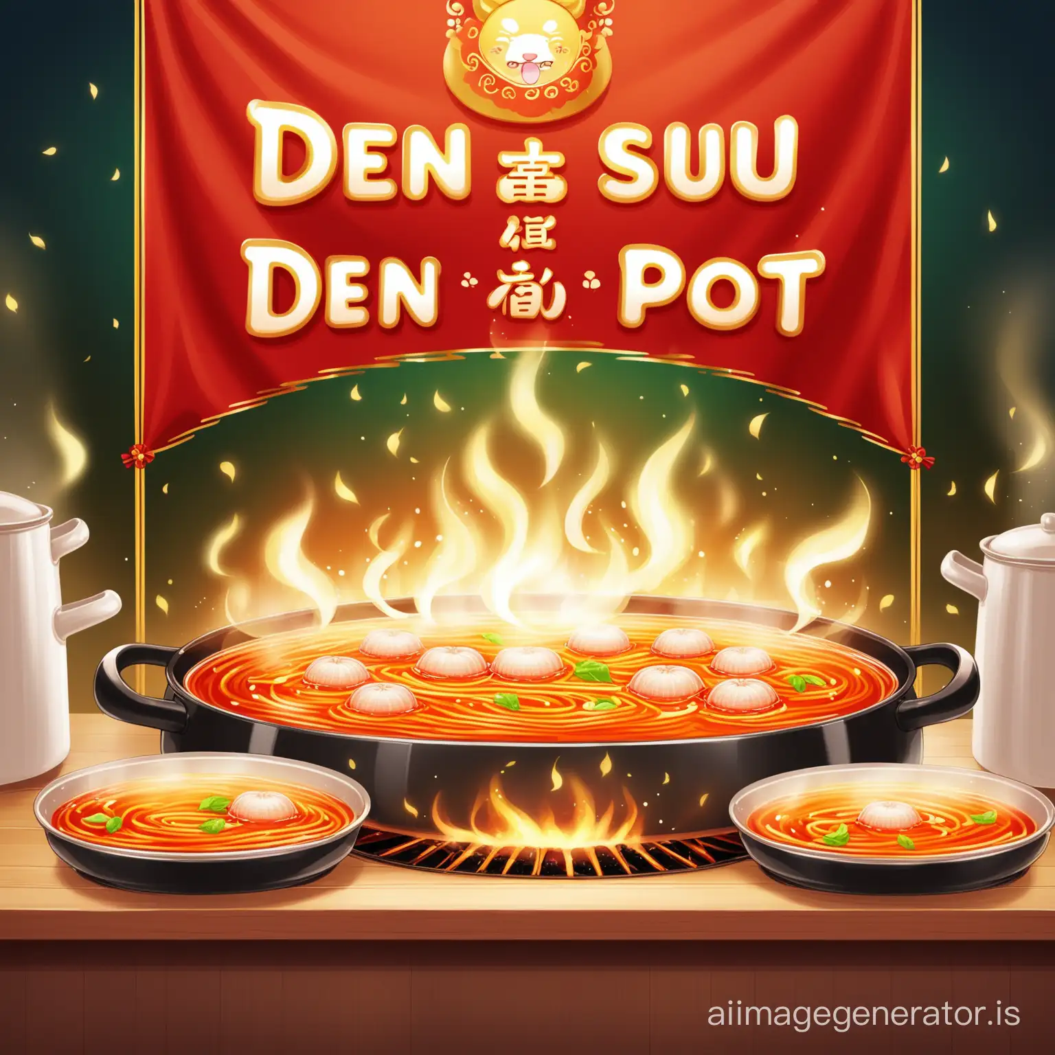 Create any image the title banner is "DEN DEN SU POT"