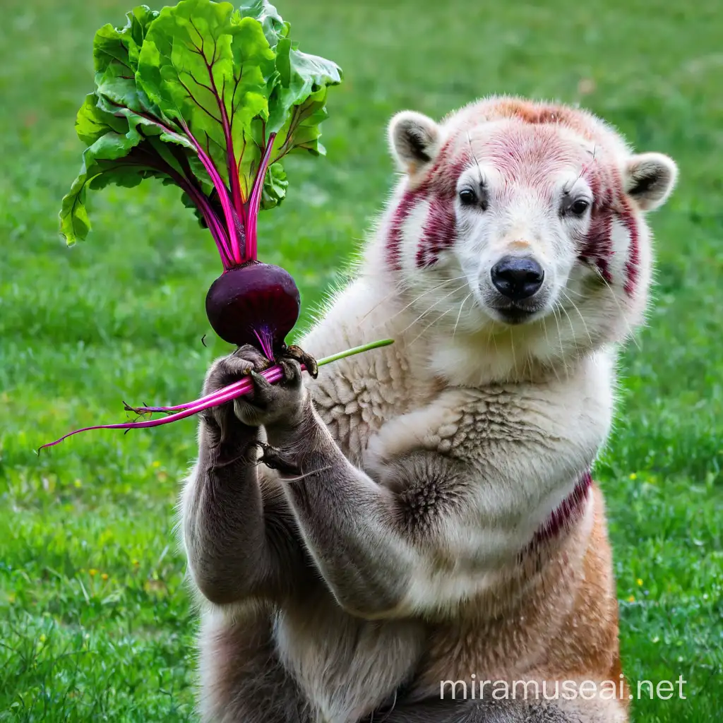 Man Cooking Beet Soup in Rustic Kitchen Setting