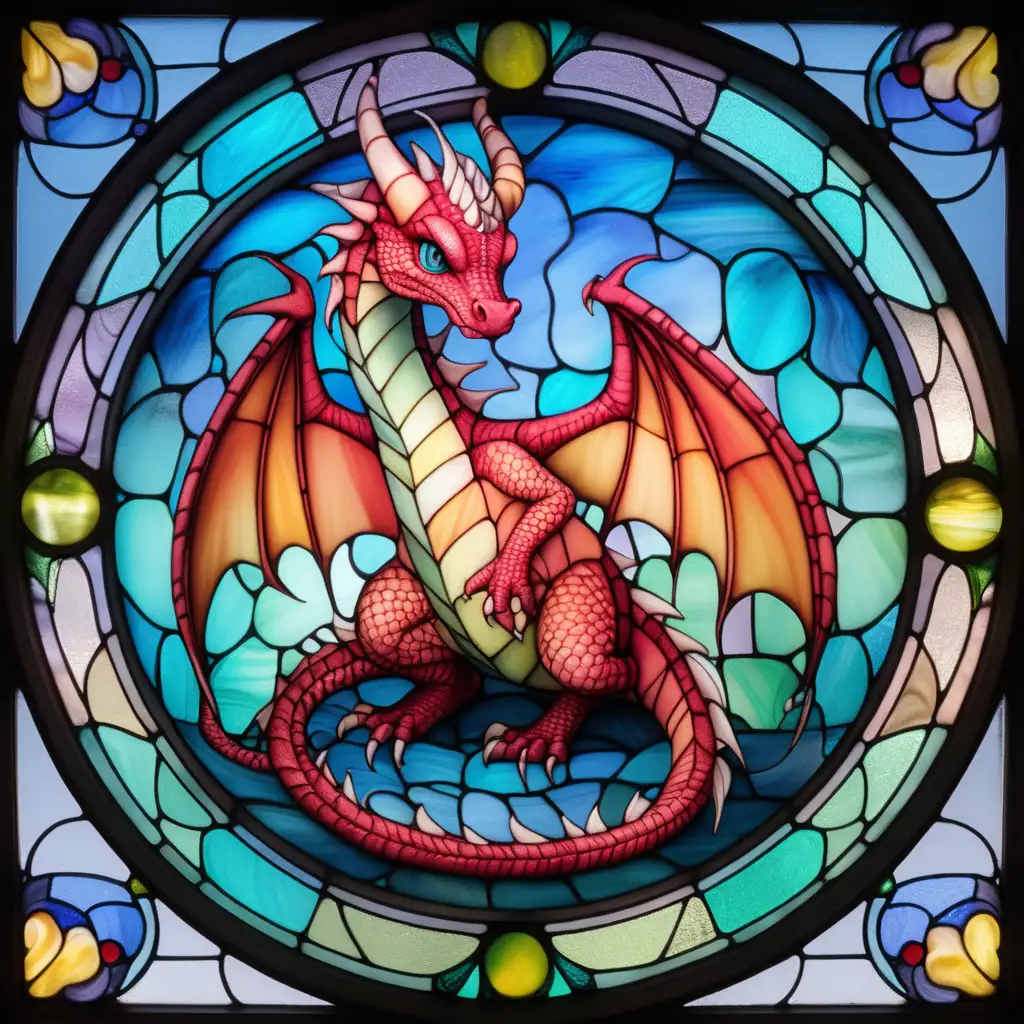 Colorful Stained Glass Dragon Art Inspired by Nicoletta Ceccoli and Mary Ryden