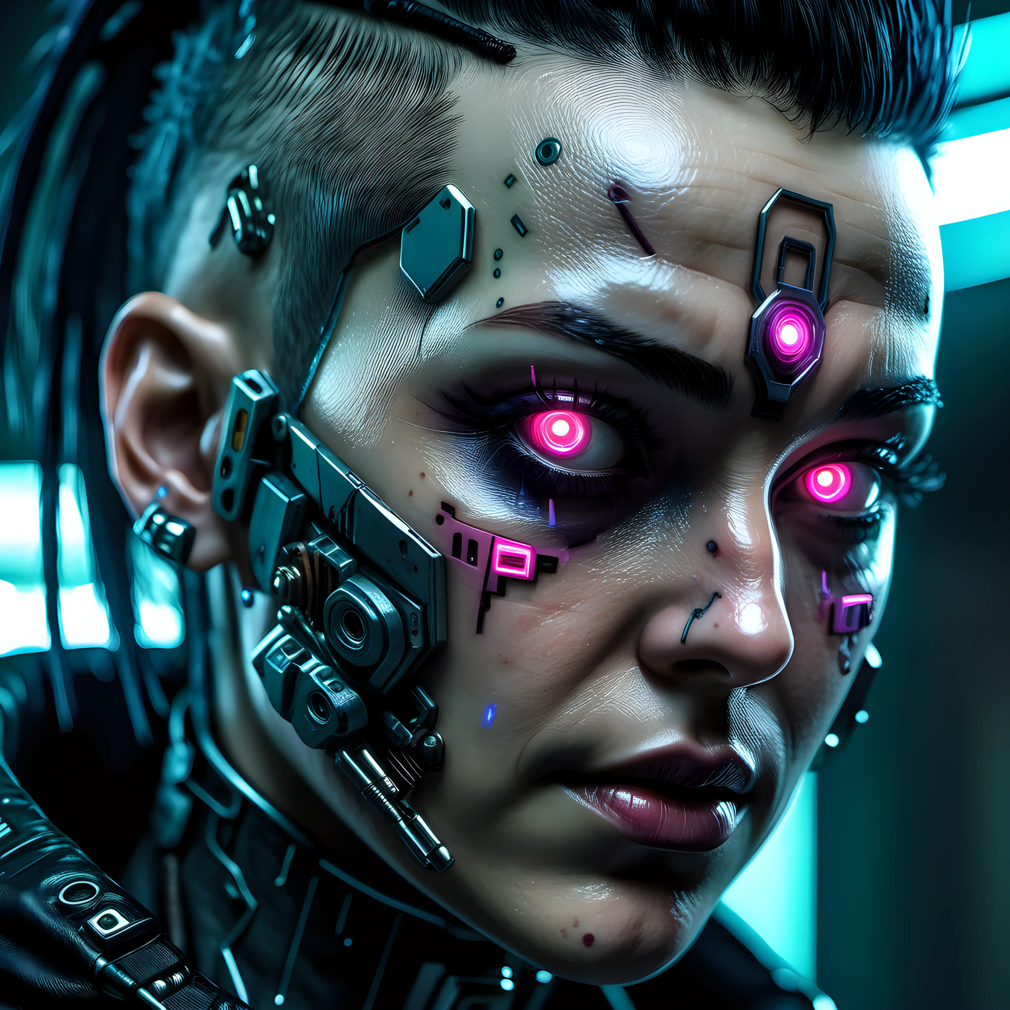 Detailed Cyberpunk CloseUp Portrait