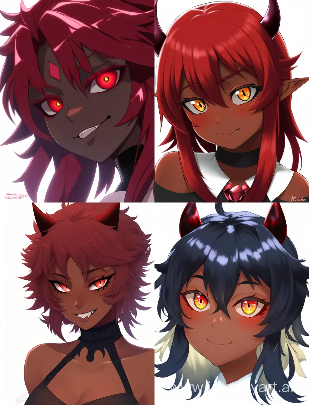 Seductive-Anime-Demoness-Dark-RedSkinned-Beauty-with-Fangs-and-Blush