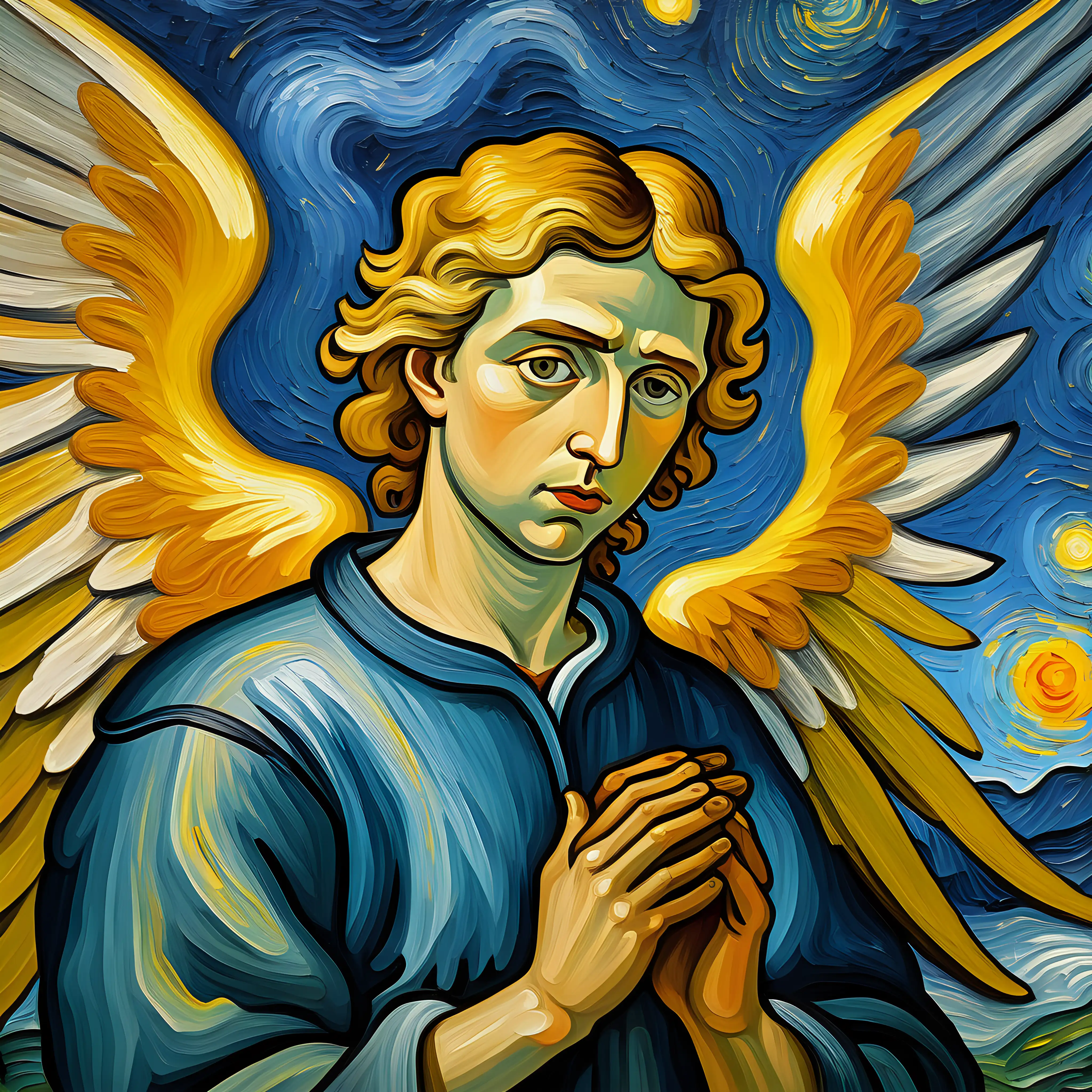painting in van gough art style of an angel