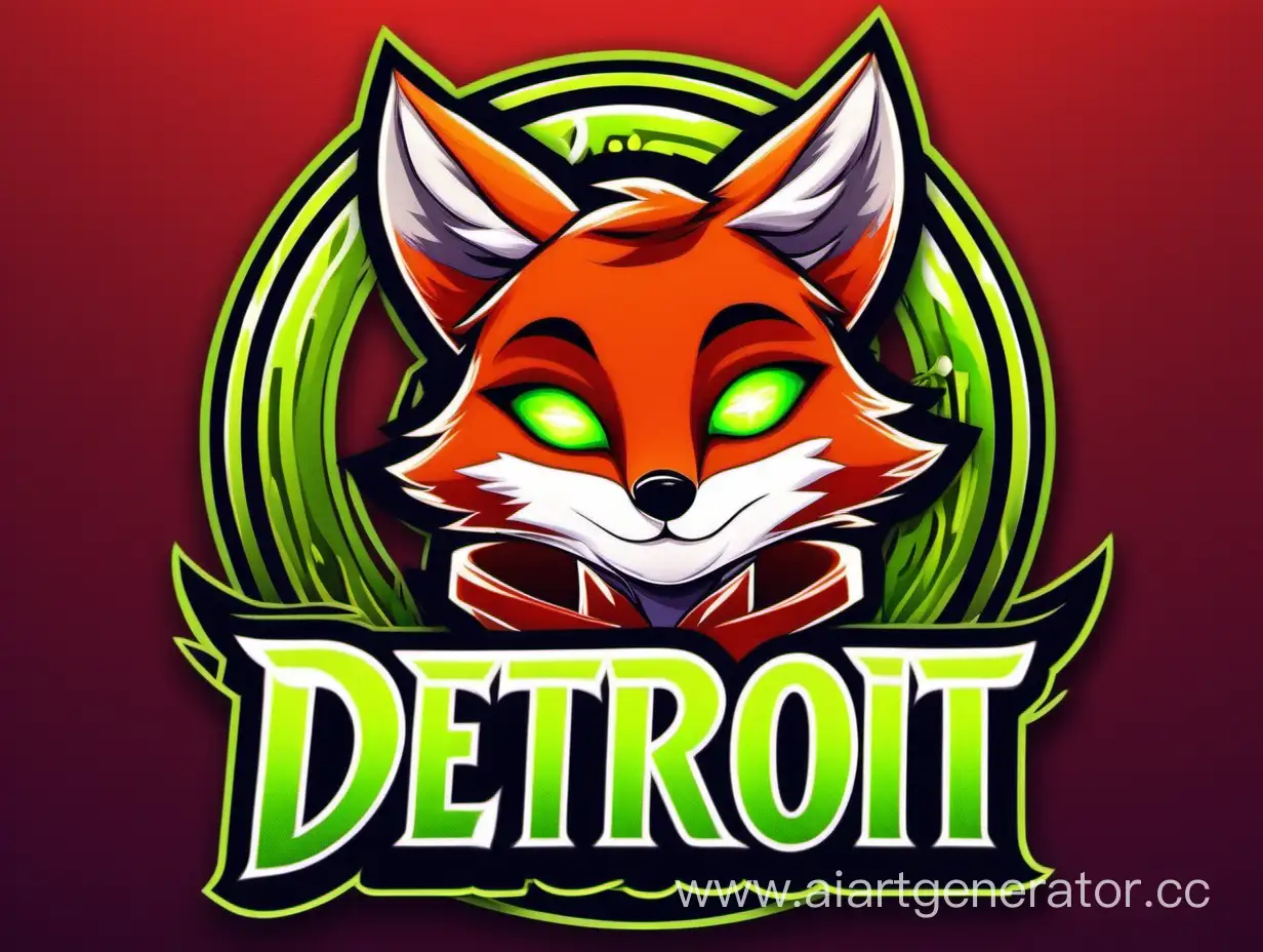 Detroit-Game-Logo-Featuring-Furry-Fox-with-Lime-Collar-and-Eyes