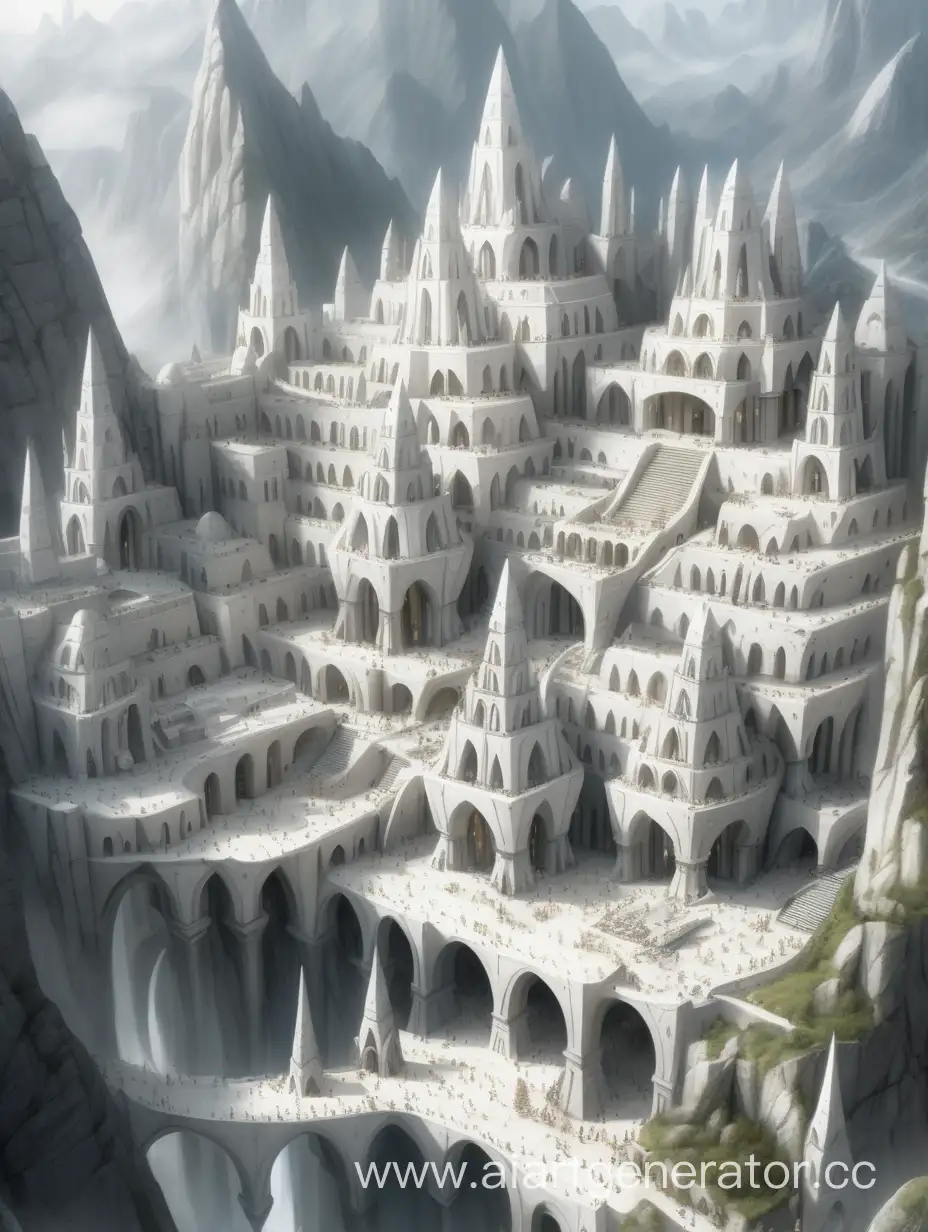 Huge elf city with walls of white stone