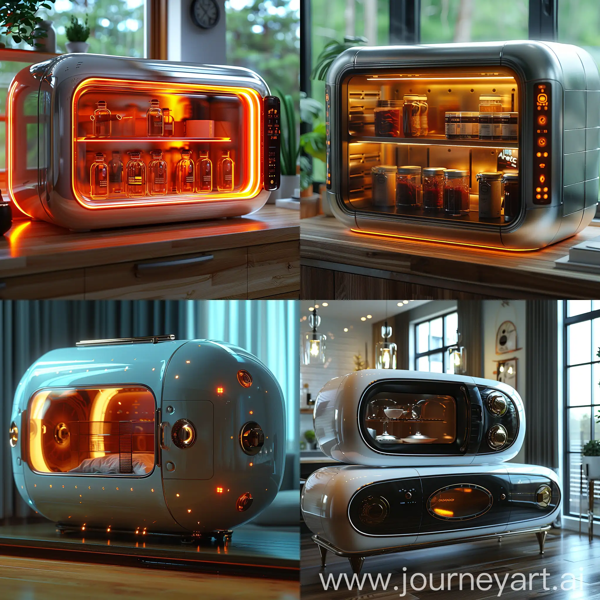 Ultra-modern futuristic microwave, ultramodern futuristic microwave, far future, octane render --stylize 1000