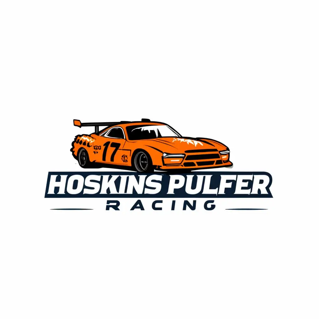 a logo design,with the text "Hoskins Pulfer Racing", main symbol:drag racing car for sticker,Minimalistic,clear background