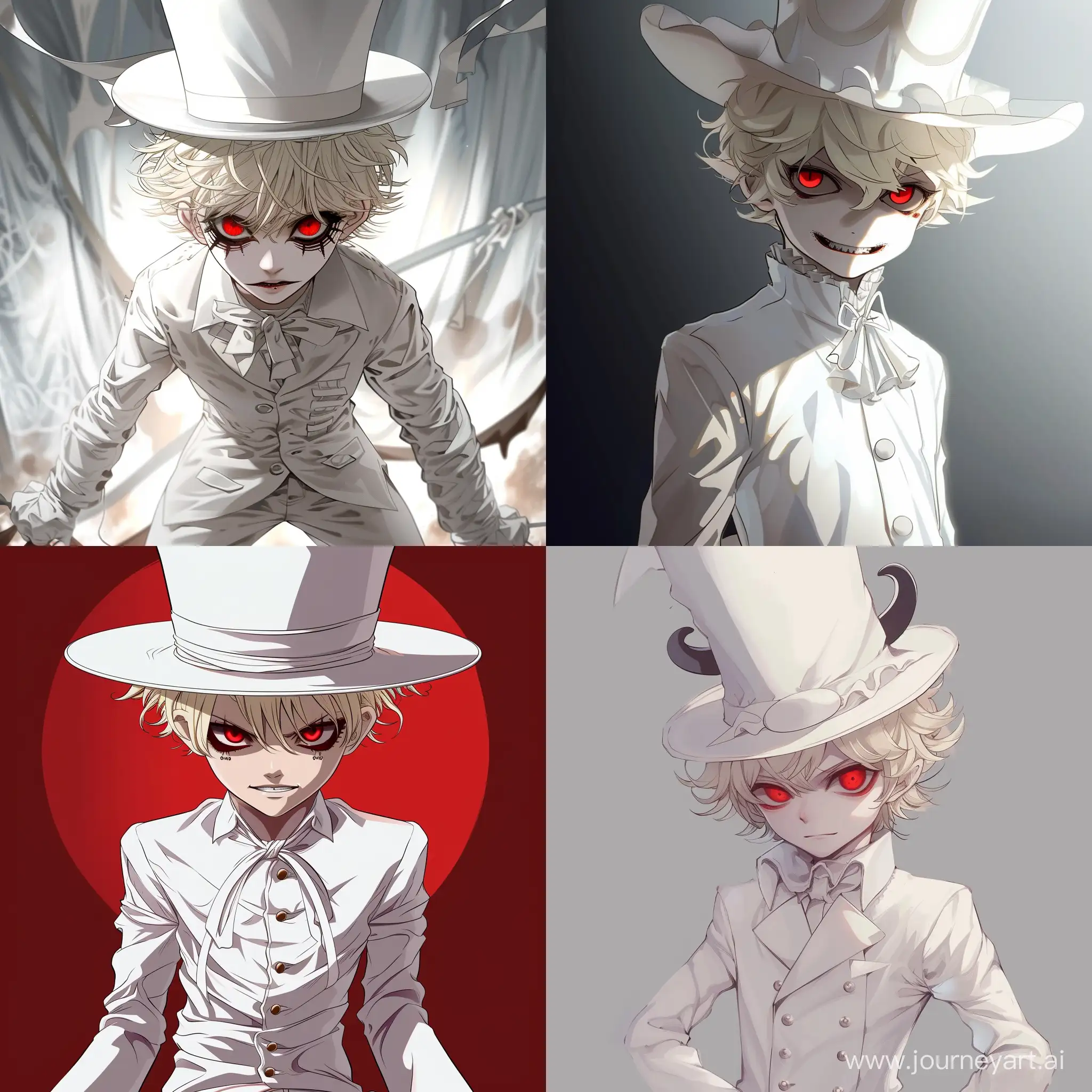 Anime Style BlondHaired Boy in White Ringleader Costume and Top Hat ...