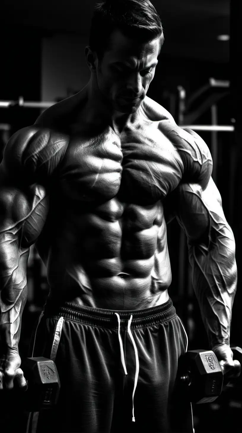 Empowering Black and White Workout Strong Man Fitness