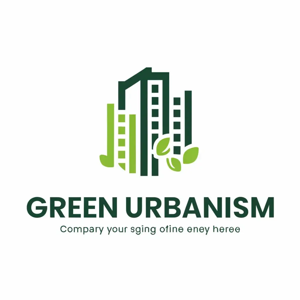 a logo design,with the text "Green Urbanism", main symbol:A city in a garden,Minimalistic,be used in Real Estate industry,clear background