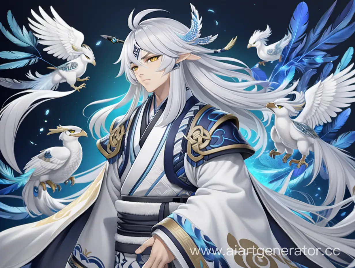 Genshin-Impact-Style-White-Attire-Anime-Boy-with-Feathers-and-Dragon-Details