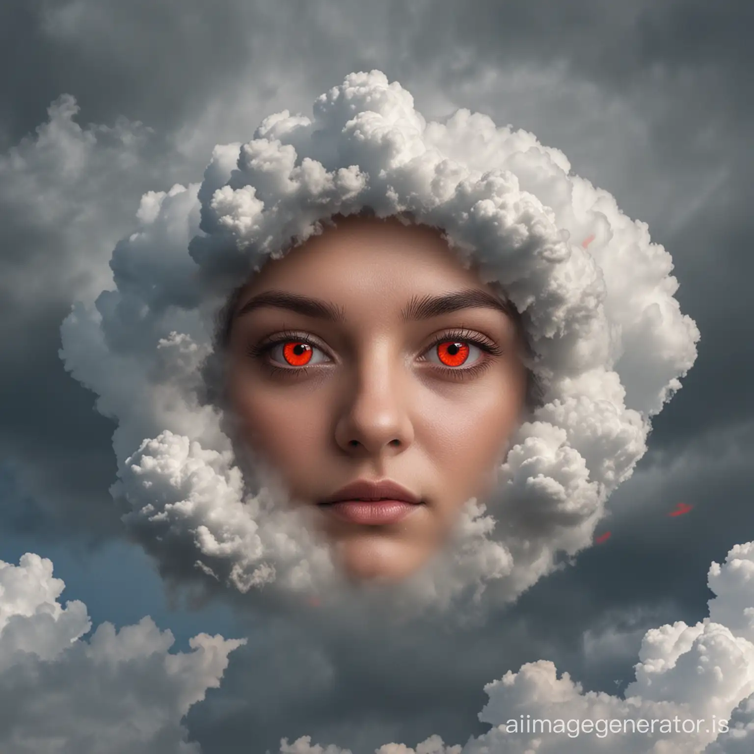 Intense-Expression-Face-with-Red-Eyes-in-Cloud