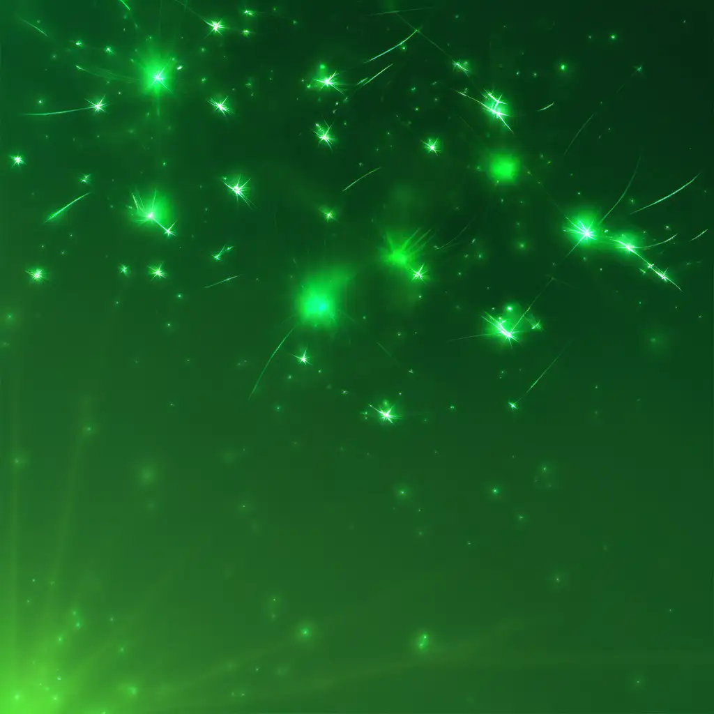 Joyful Abstract Green Sky with Sparkling Flares