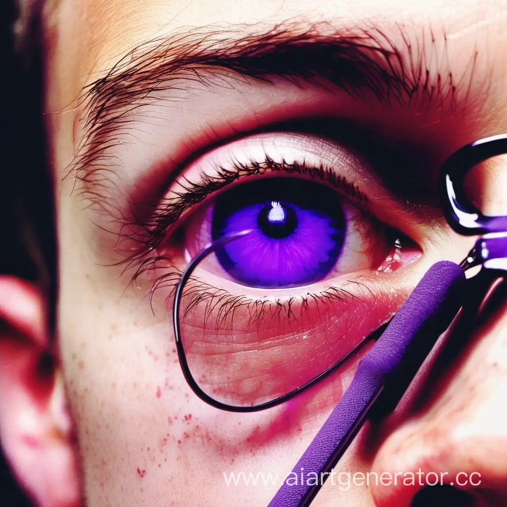 squints with a purple eye