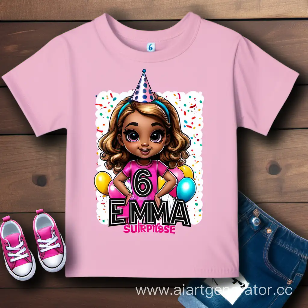 children's birthday shirt designs featuring LOL Surprise, the popular cartoon character .Birthday Girl Emma 6