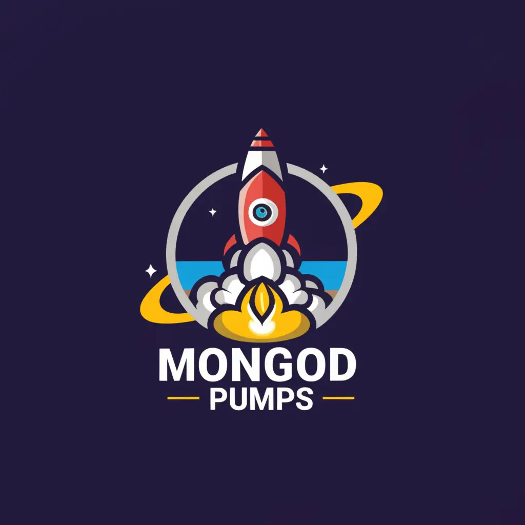 a logo design,with the text "MoonGod Pumps", main symbol:Rocket and moon emoji 🚀 🌝 ,Moderate,be used in Finance industry,clear background