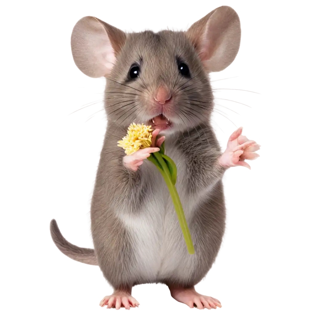 Cute-Happy-Mouse-Holding-a-Flower-in-HighQuality-PNG-Format