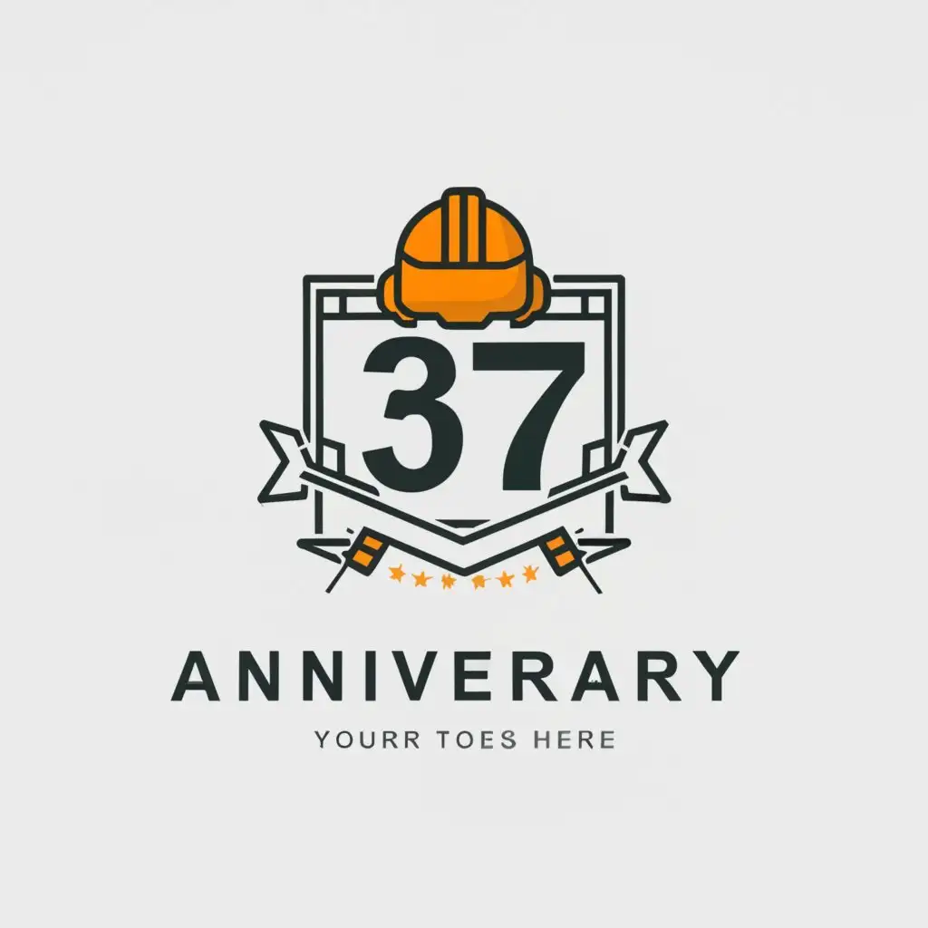 a logo design,with the text "37 Anniversary", main symbol:Engineer working on construction projects for 37 years,Moderate,be used in Construction industry,clear background