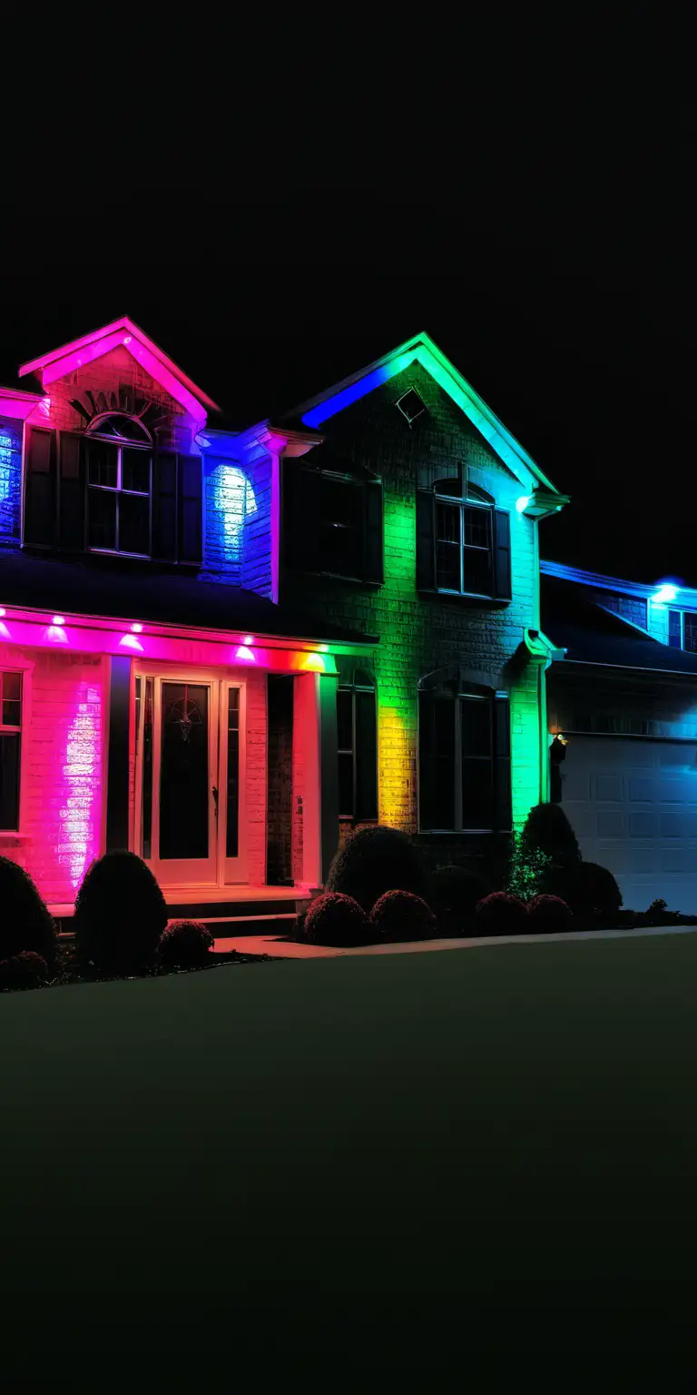 Vibrant RGB Permanent House Lights Illuminate the Night