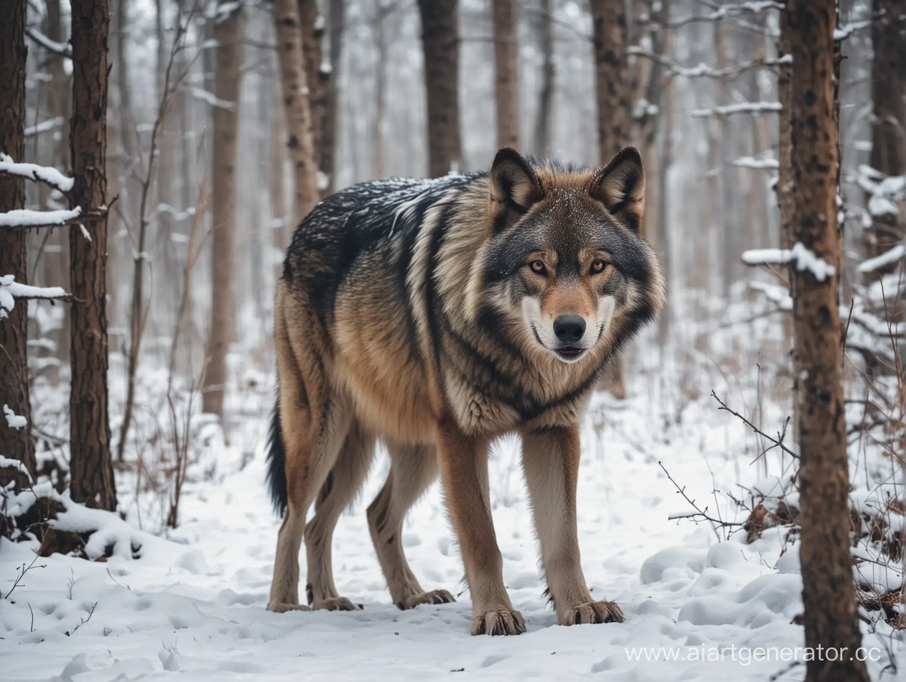 Mysterious-Encounter-Big-Bad-Wolf-in-Snowy-Forest