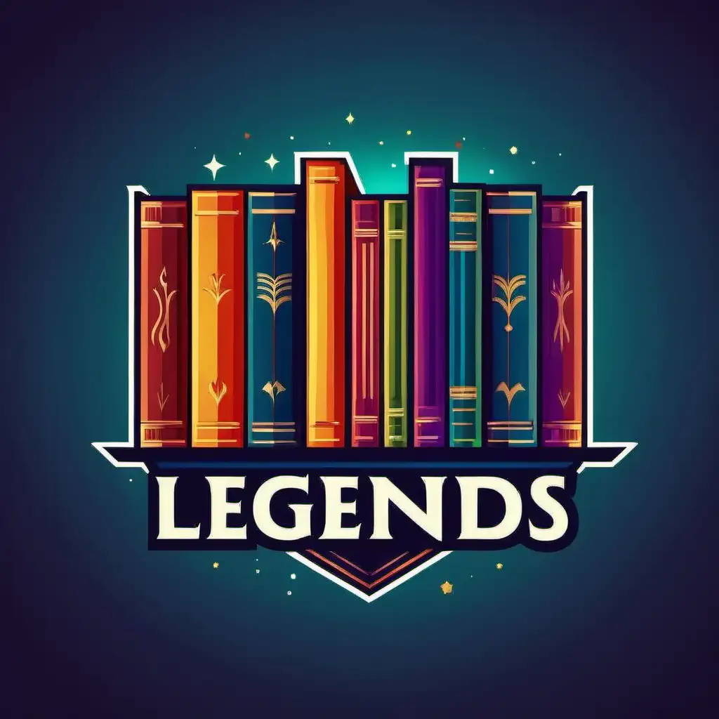 colourful logo for "legends bookshelf"