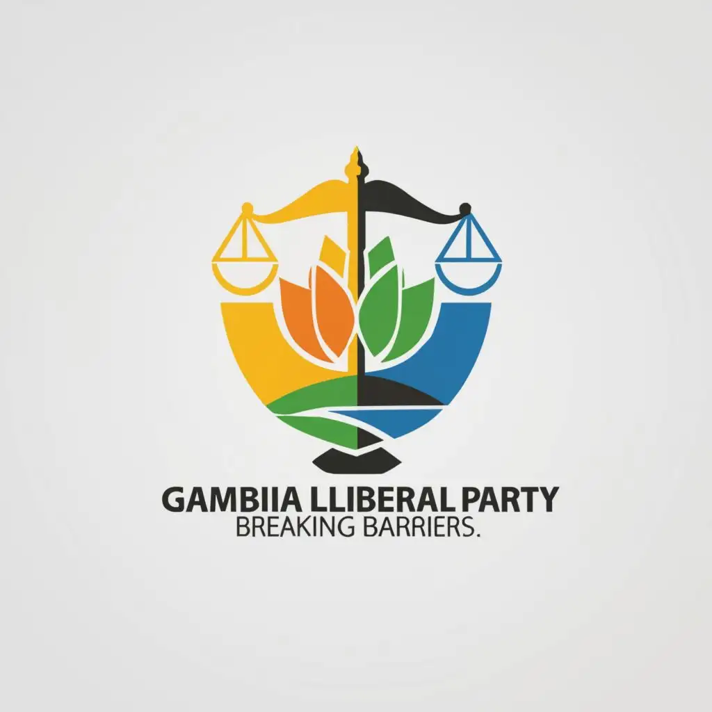 a logo design,with the text "GAMBIA LIBERAL PARTY  Breaking Barriers. ", main symbol:Scale and Maize,Moderate,clear background