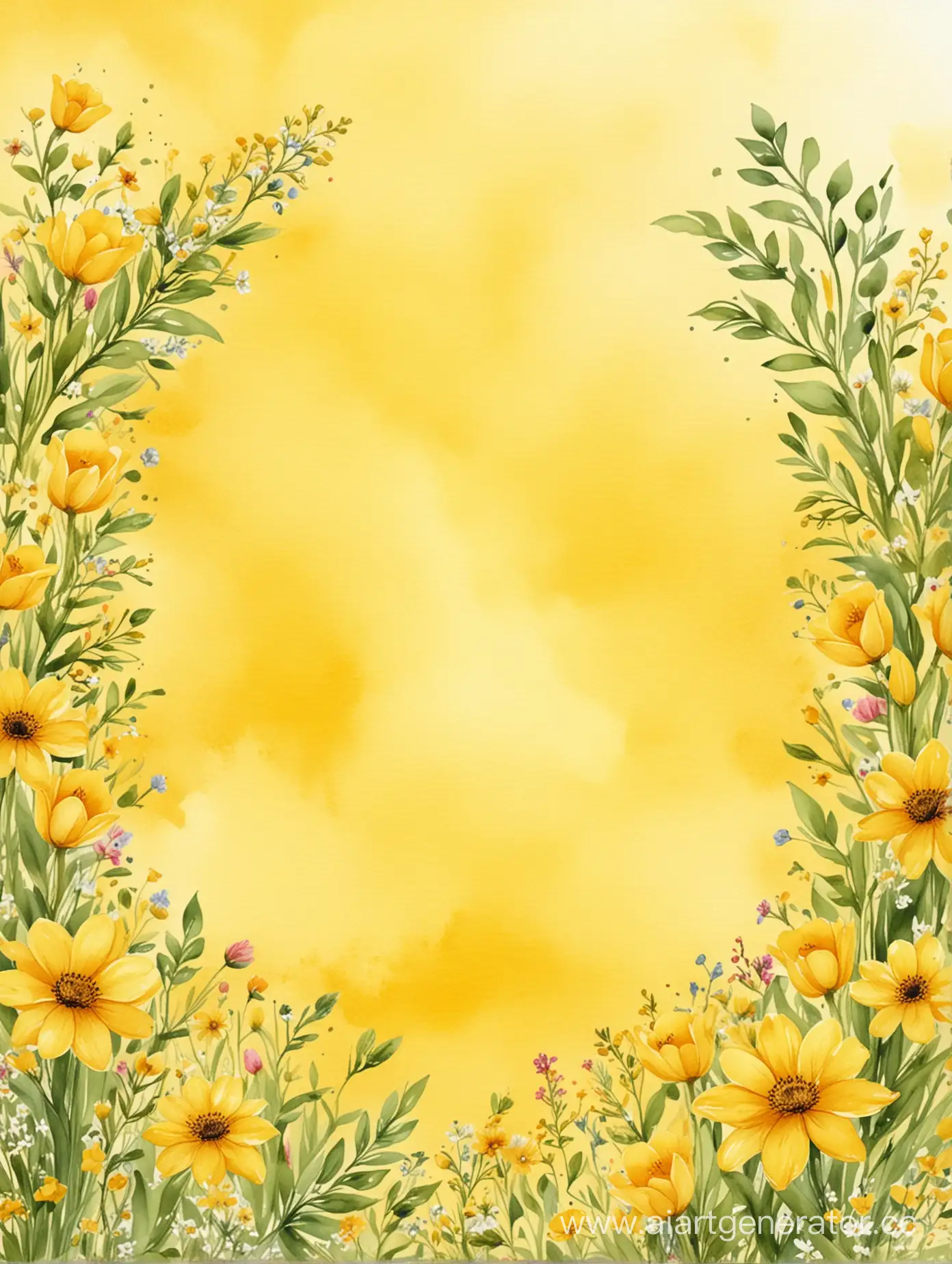 Easter-Yellow-Watercolor-Background-with-Flower-Accents