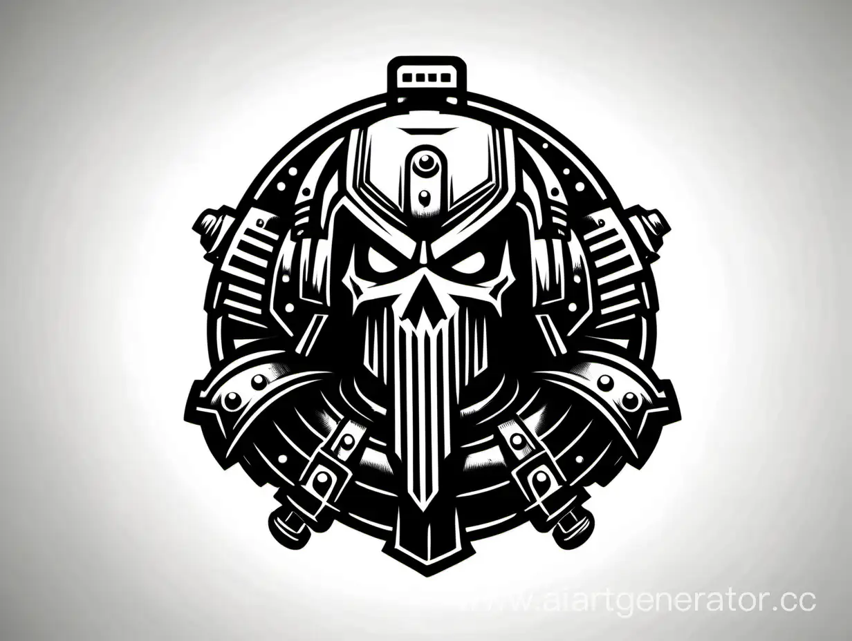 логотип, космодесантник из игры warhammer 40000, вектор, чёрный рисунок на белом фоне