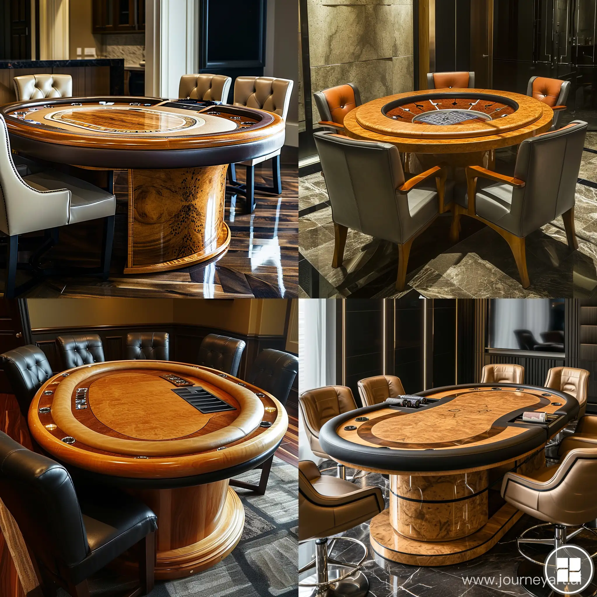 Luxurious-Round-Poker-Table-with-Five-Elegant-Chairs