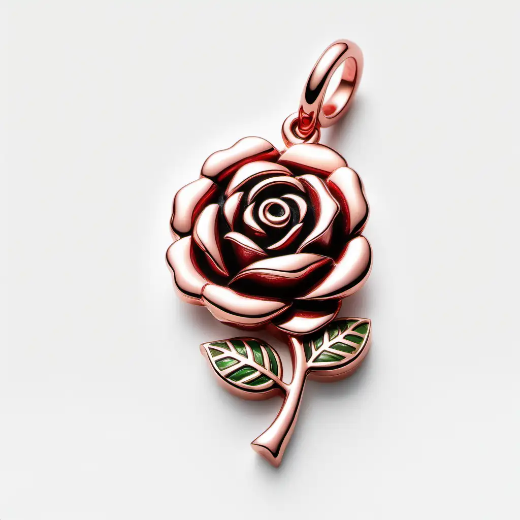 rose charm, white background, no chain