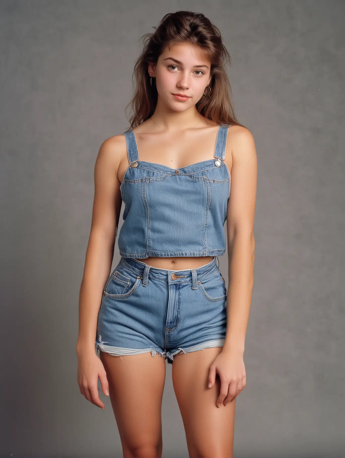 Young Woman Posing in Vintage 80s90s Fashion Portrait