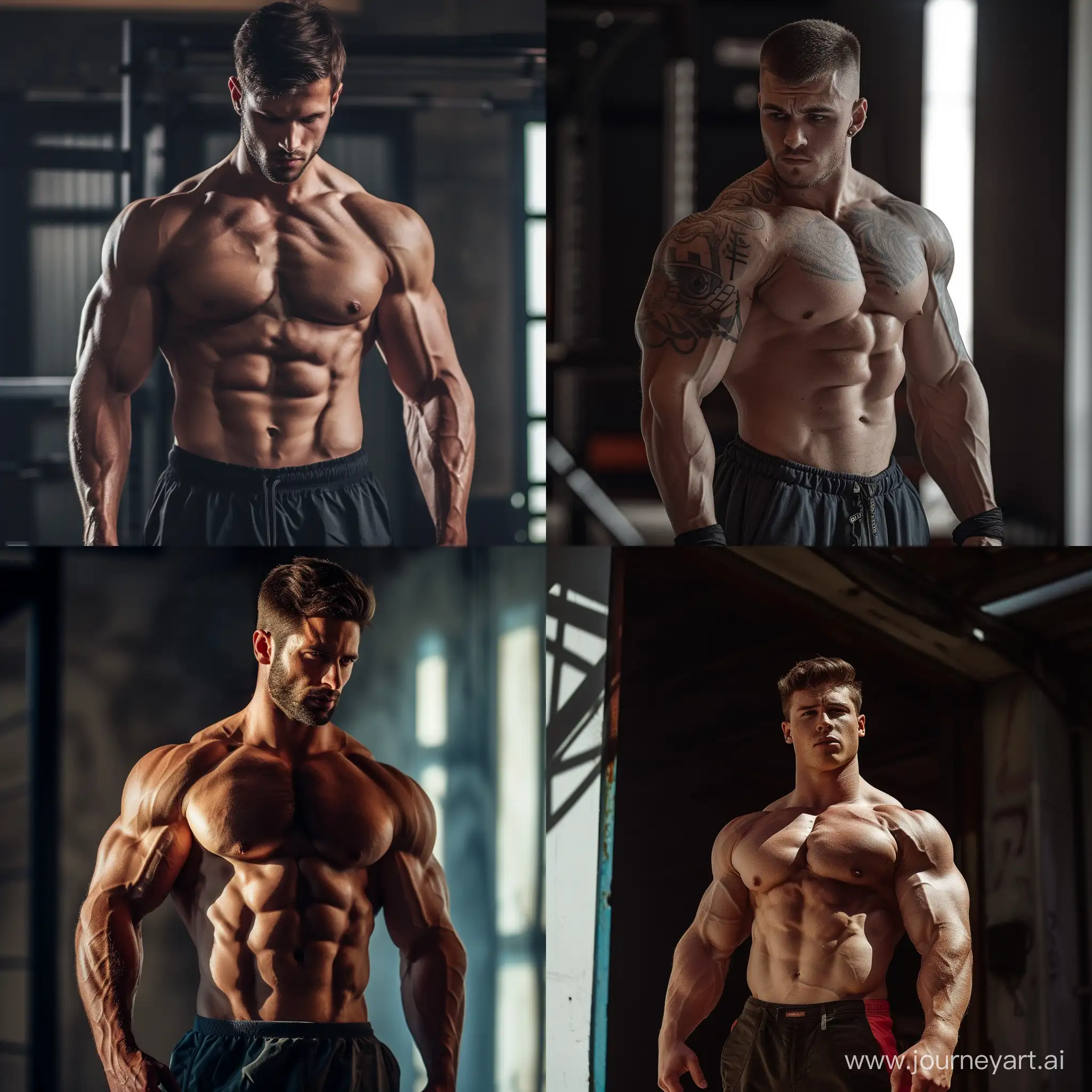 Muscular-Man-Performing-Vigorous-Exercise-in-Gym