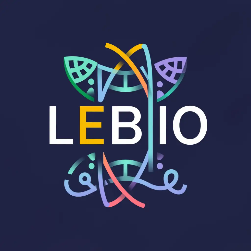 a logo design,with the text "LEBio", main symbol:Biology, DNA, plants, fungi, animals, lab, academy,complex,be used in Education industry,clear background
