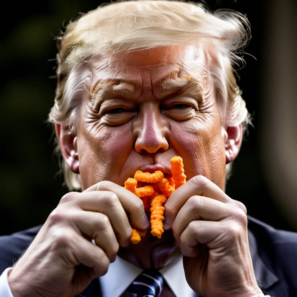 Donald Trump eating Cheetos with his fingers