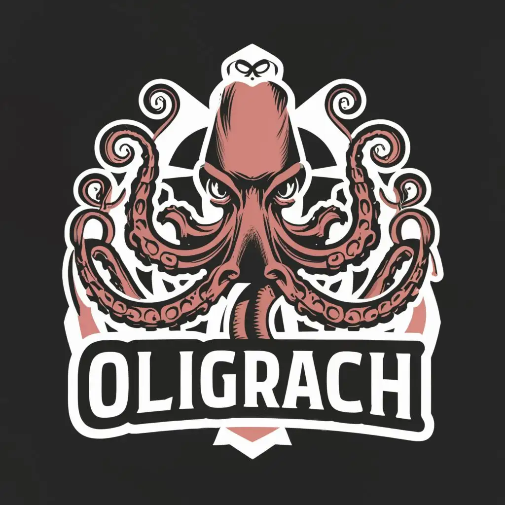 logo, octopus, with the text "oligarch", typography