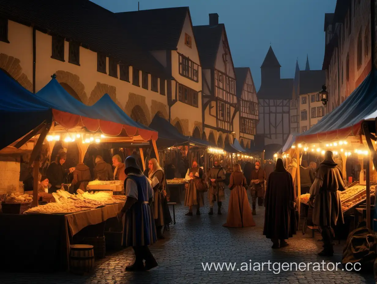 Vibrant-Medieval-Market-Evening-with-Artisans-and-Merchants