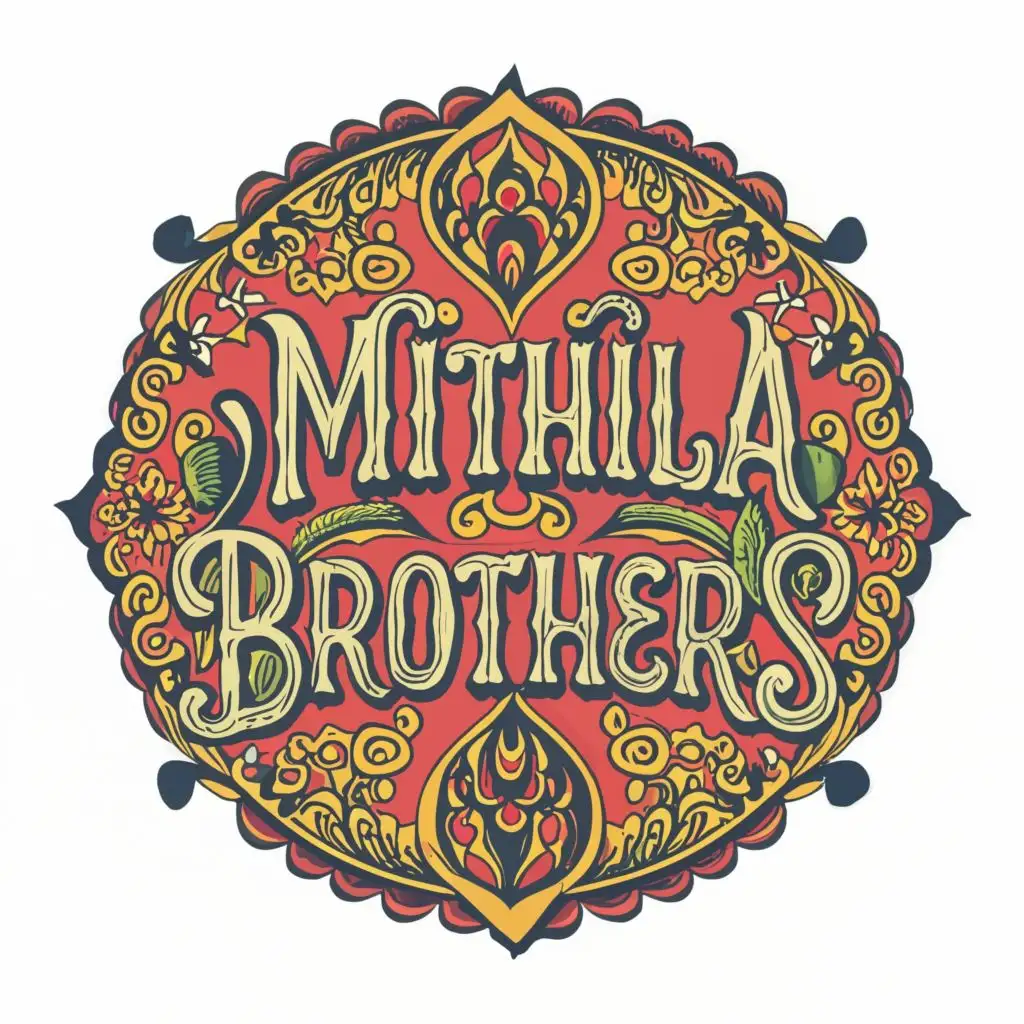logo, MITHILA PANTING, with the text "MITHILA BROTHERS", typography, be used in Internet industry