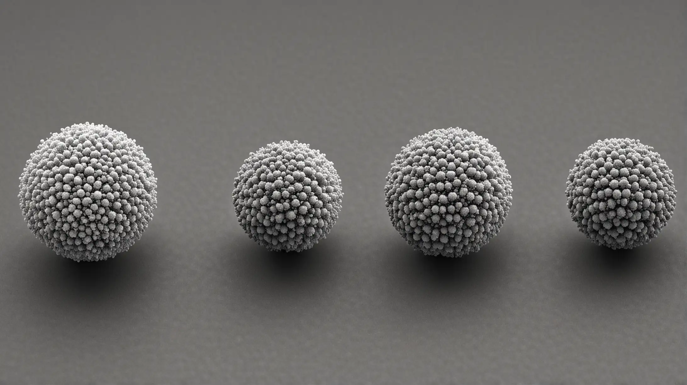 Four Round Nanoparticles of Varying Sizes
