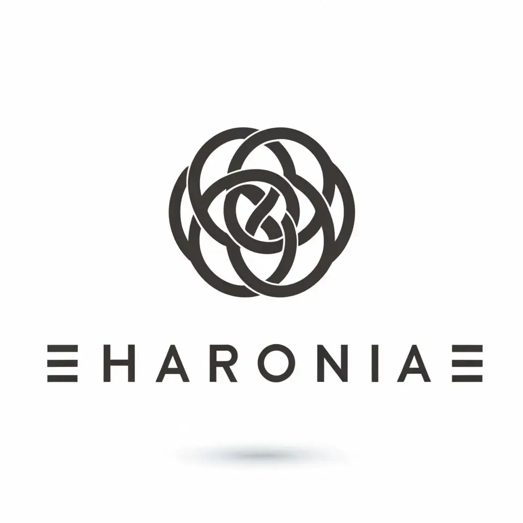 a logo design,with the text "Harmonia", main symbol:very simple version of the sacred geometry like the flower of life mandala,Minimalistic,be used in Events industry,clear background