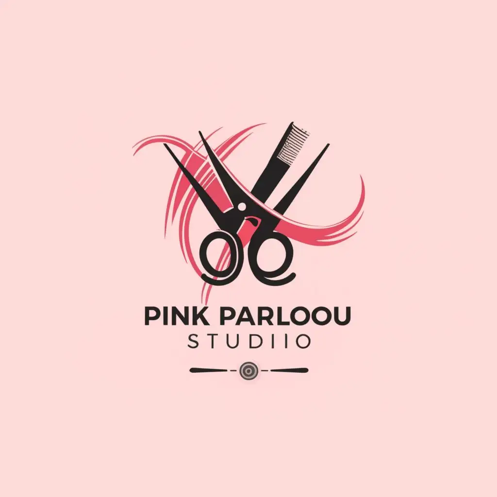 LOGO-Design-for-The-Pink-Parlour-Studio-Elegant-Beauty-Salon-Theme-with-Rose-Gold-and-Pink-Tones-Featuring-Styling-Tools-and-Accessories