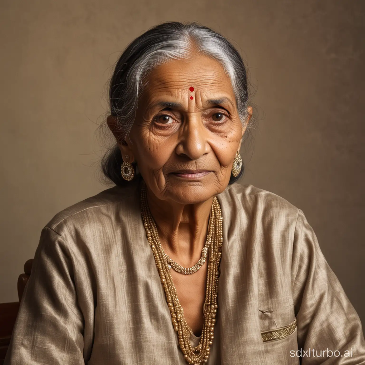 Elegant-Millionaire-Indian-Elderly-Woman-in-Traditional-Attire