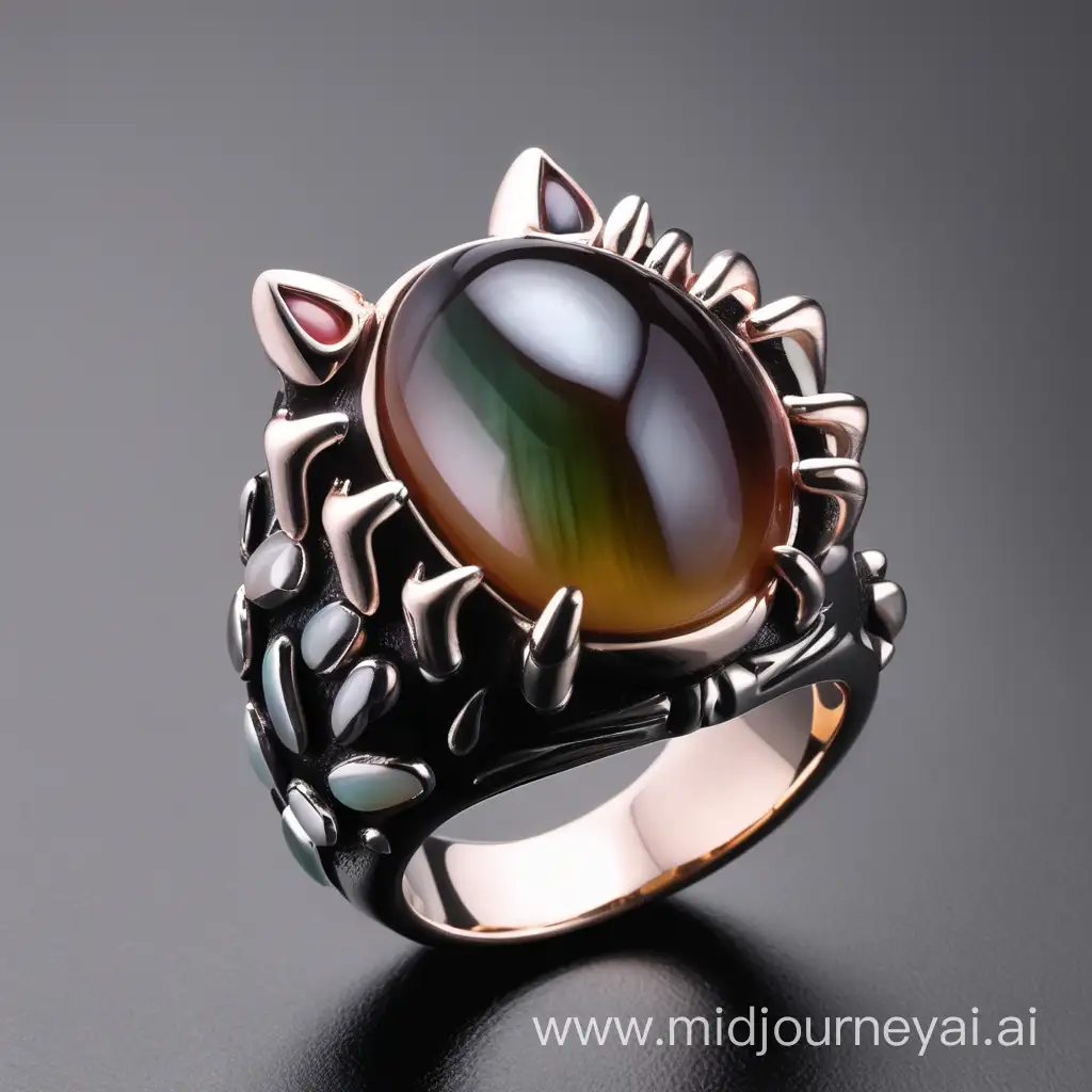 ring with cat claws and cat's eye jam