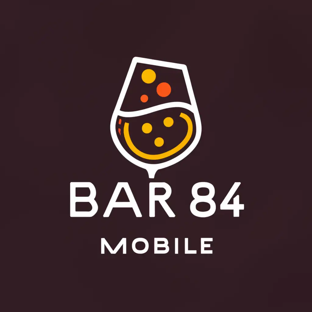 LOGO-Design-For-Bar-84-Mobile-Elegant-Wine-Glass-Symbol-for-Events-Industry