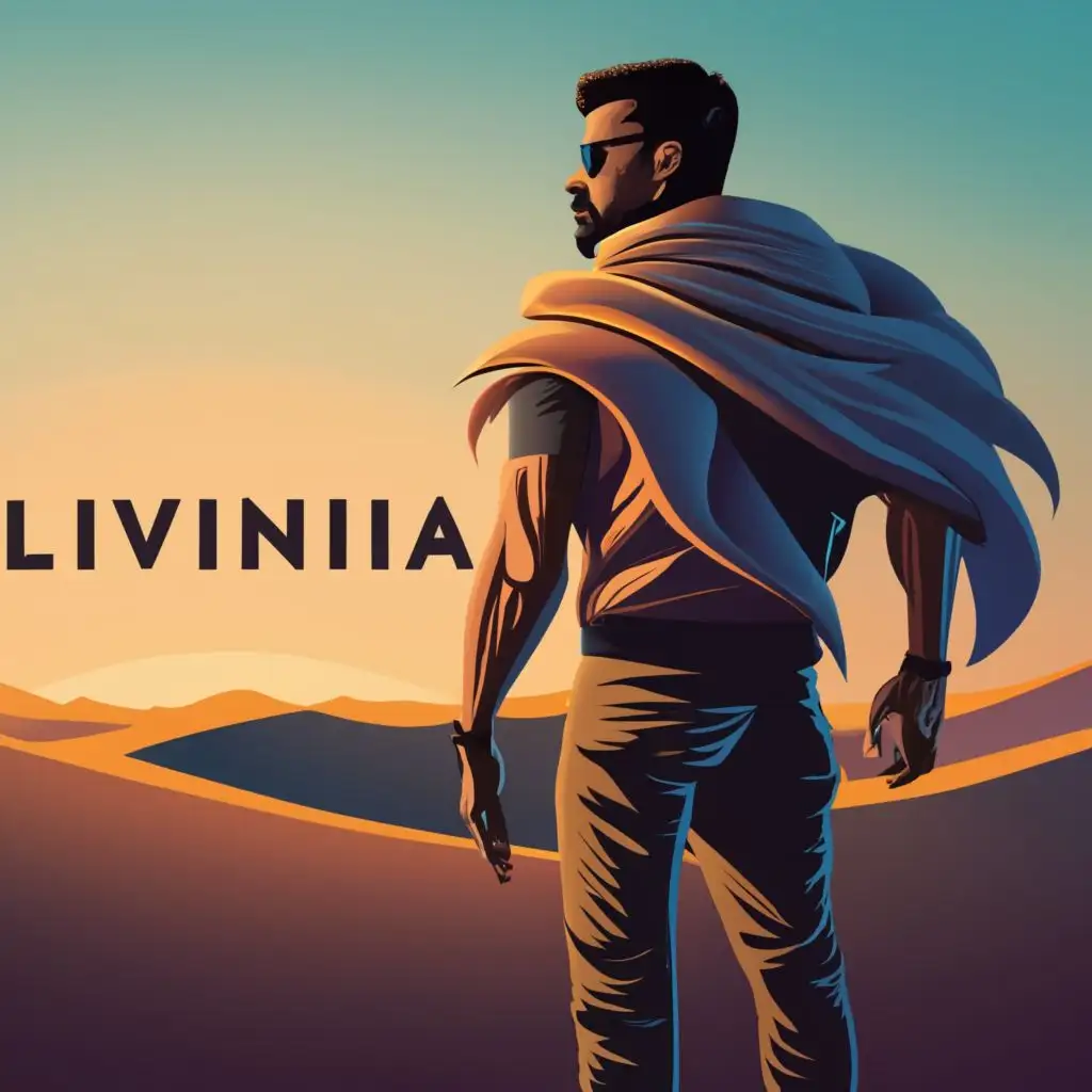 logo, A badass rich man in the desert, with the text "Livinia", typography, be used in Medical Dental industry