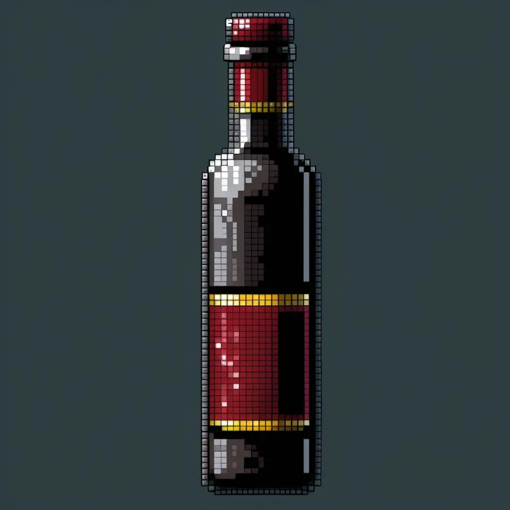 Vintage Red Port Wine Bottle Pixel Art