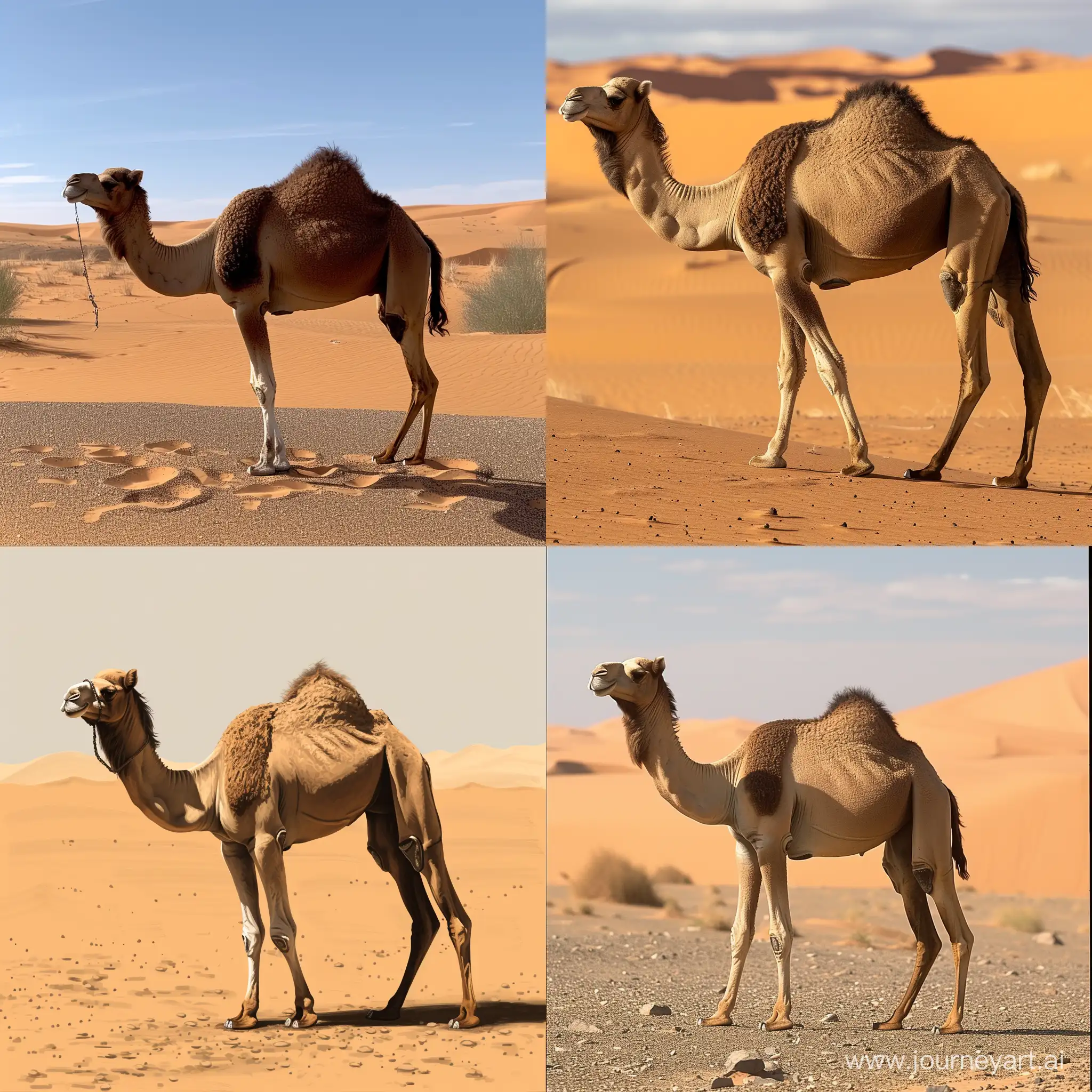 Amidst the desert's expanse, so vast and wide,
Roamed a small camel, with a stride of pride.
Stranded like Seafarer, in this barren land,
A creature of the desert, with grains of sand.
