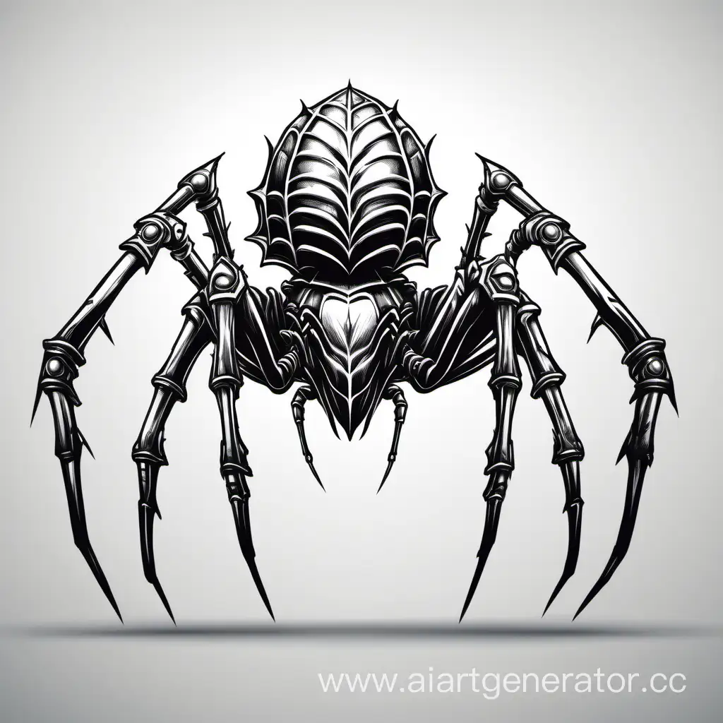 Armored-Spider-in-Monochromatic-Majesty-4K-Black-and-White-Sketch