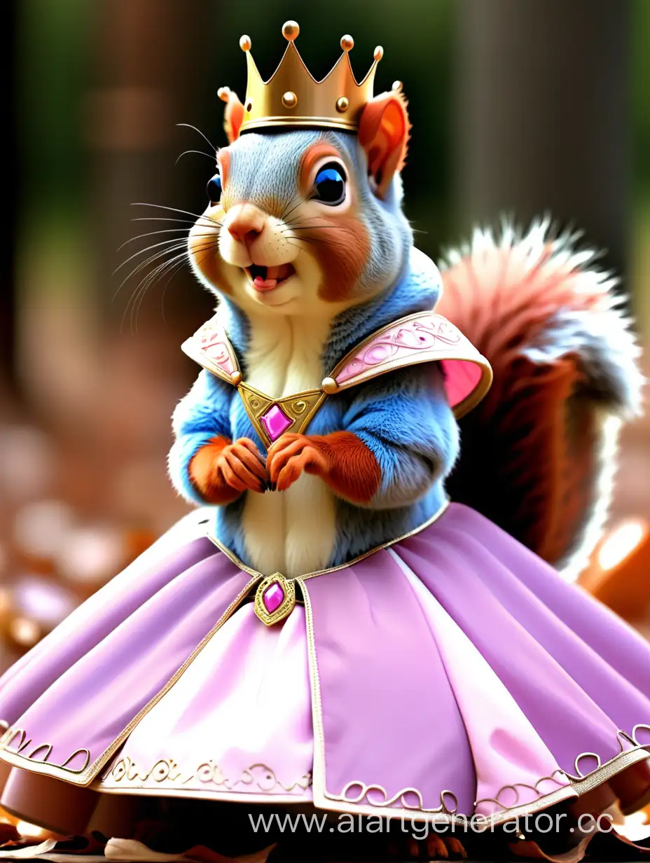 squirrel in a princess costume