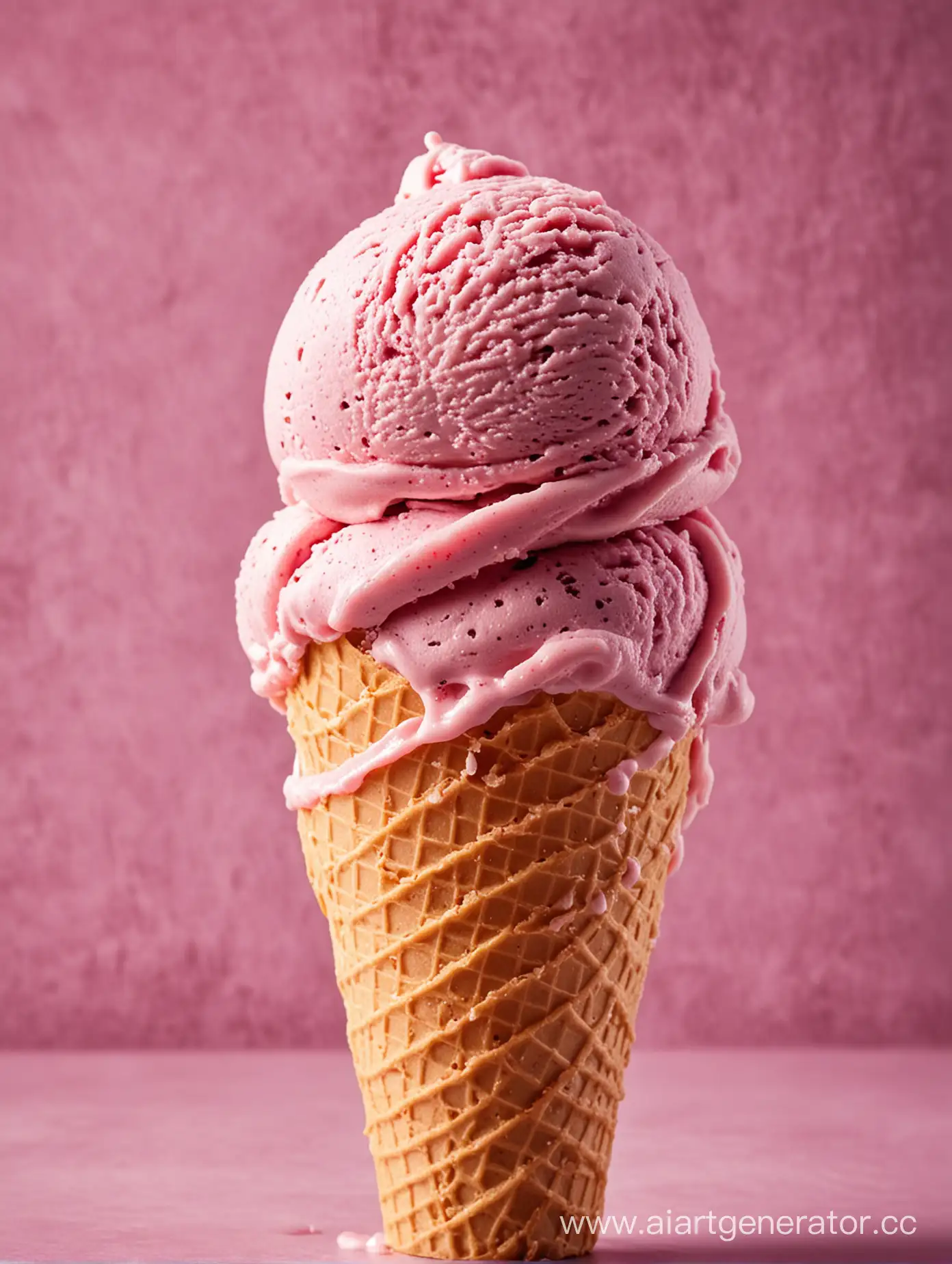 ягодное мороженое в рожке вид сбоку