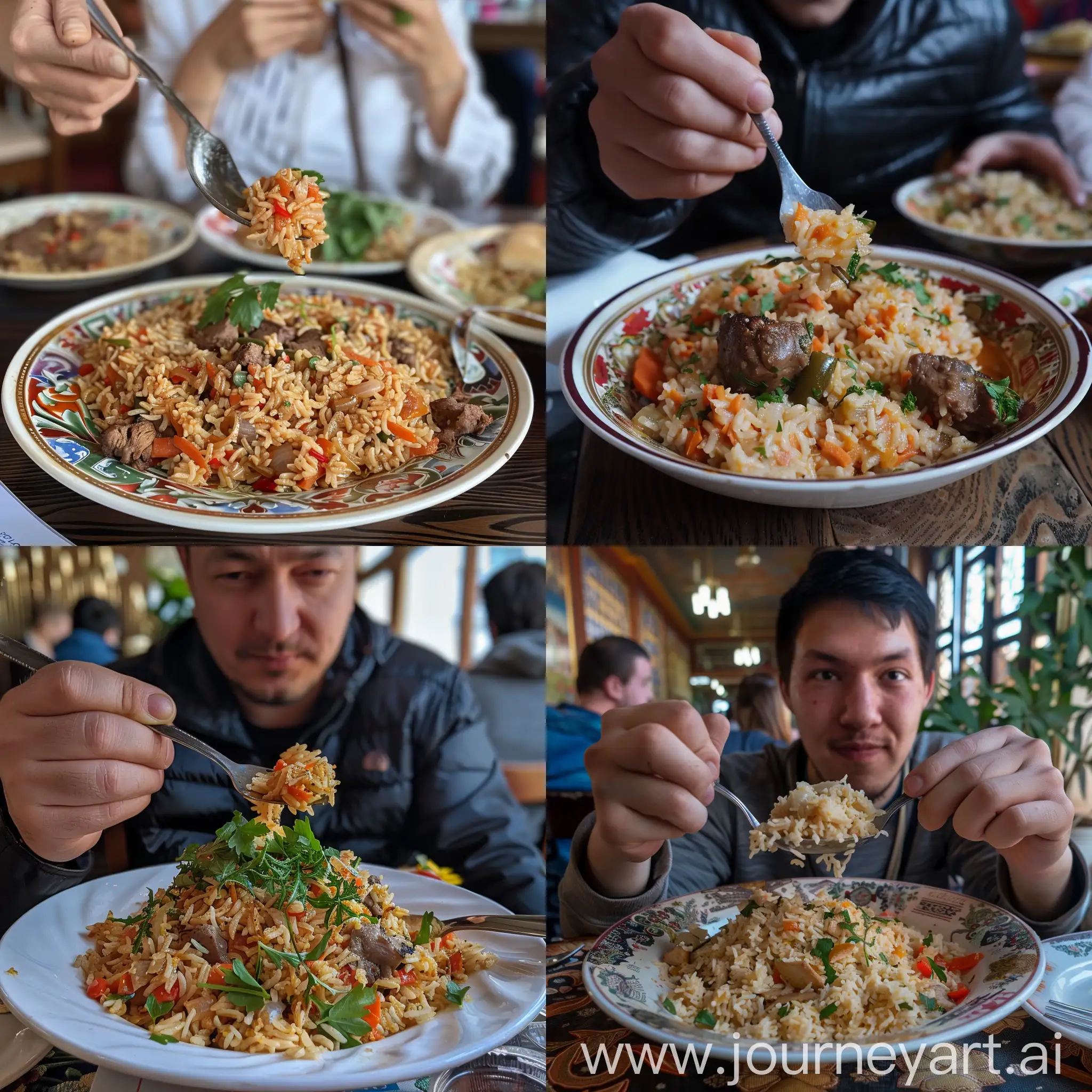 Узбек ест плов в Ташкенте