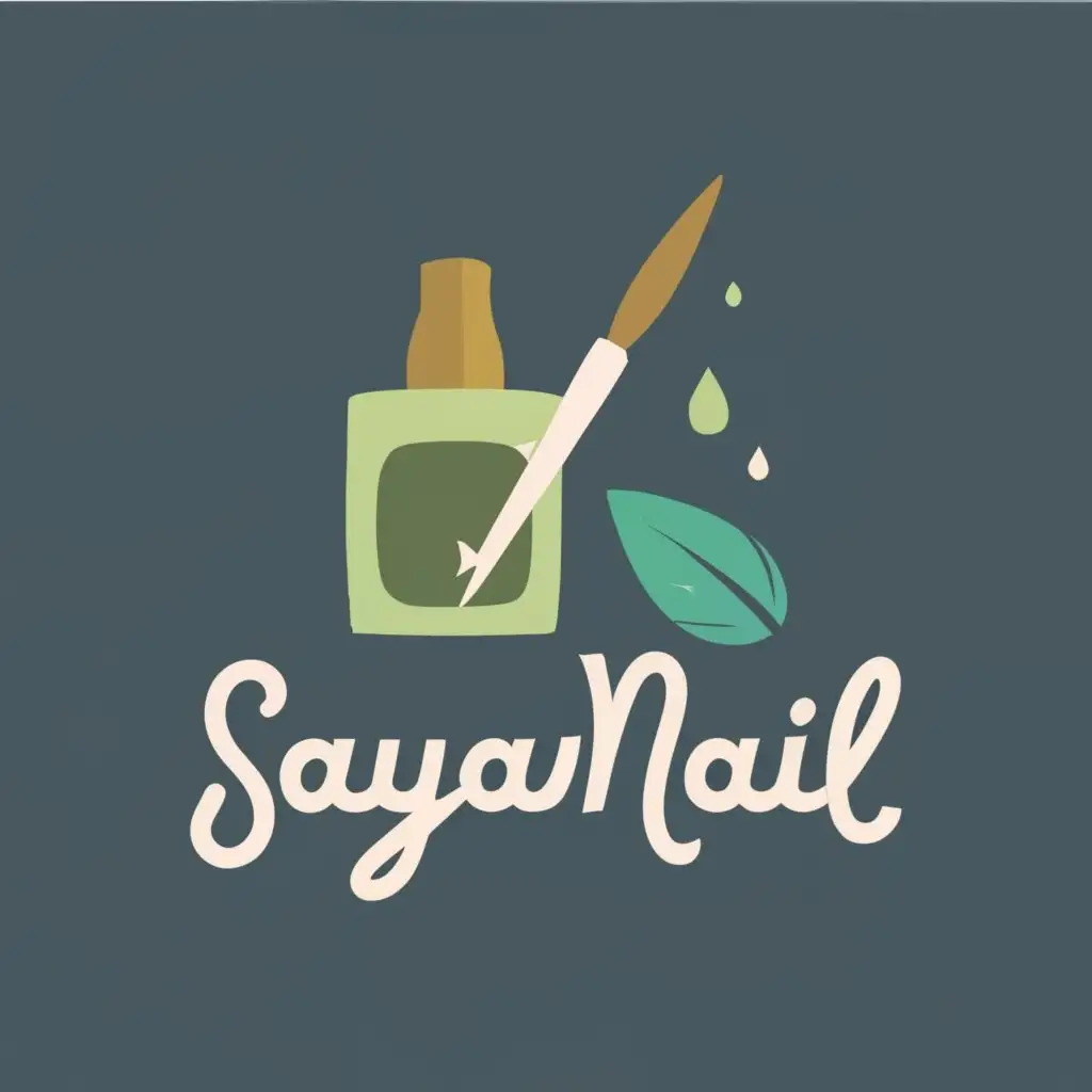 logo, nail paint and brush, with the text "sayanail", typography, be used in Beauty Spa industry